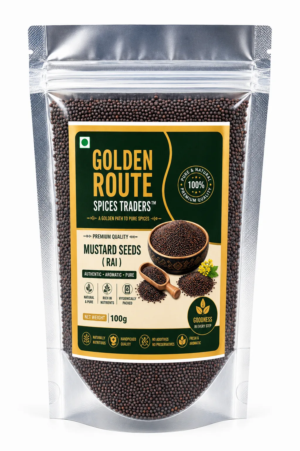 Mustard Seeds 100g retail pack by Golden Route Spices Traders